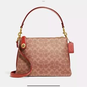 Coach Tan and Red Shoulder Bag